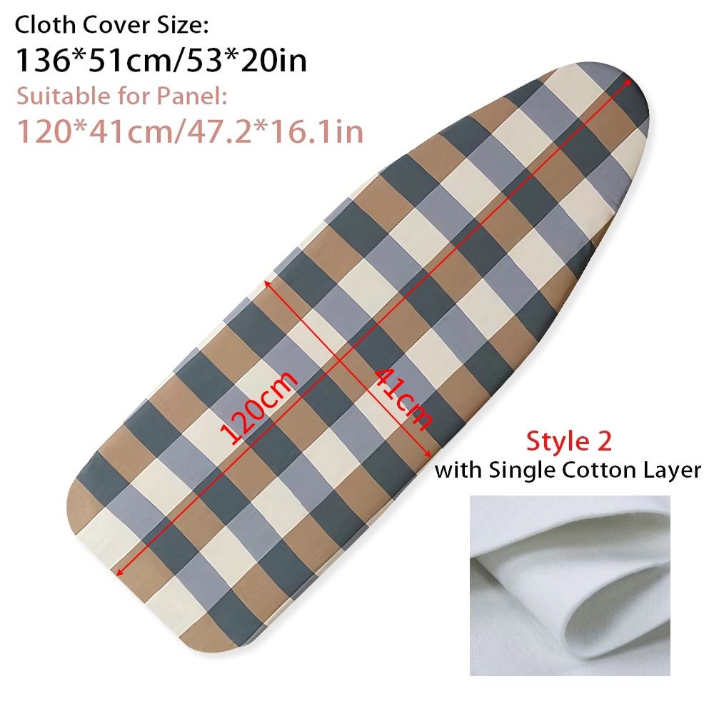 Strykebretttrekk med elastisk kant flekkbestandig sviende bomullspolstring varmeskjold for strykejern stryketrekk til strykebord: Mørk grå