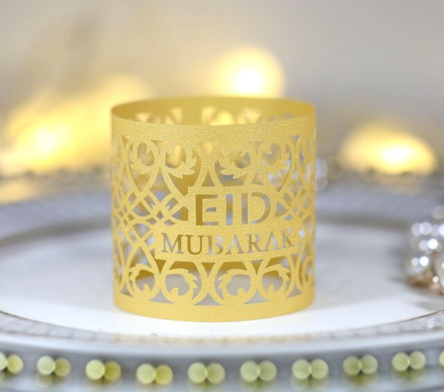 50 Stks/set Eid Mubarak Papier Servet Ring Ramadan Decoraties Voor Thuis Servet Houder Tafel Decor Eid Moslim Ramadan Kareem Decor: Gold