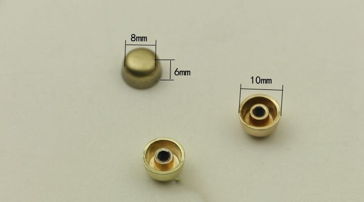 Sac seau de 10mm avec rivet en arc fixe au fond, vis de base à vis à face, bricolage à la main, décoration de sac en cuir, rivets argentés en quatre couleurs