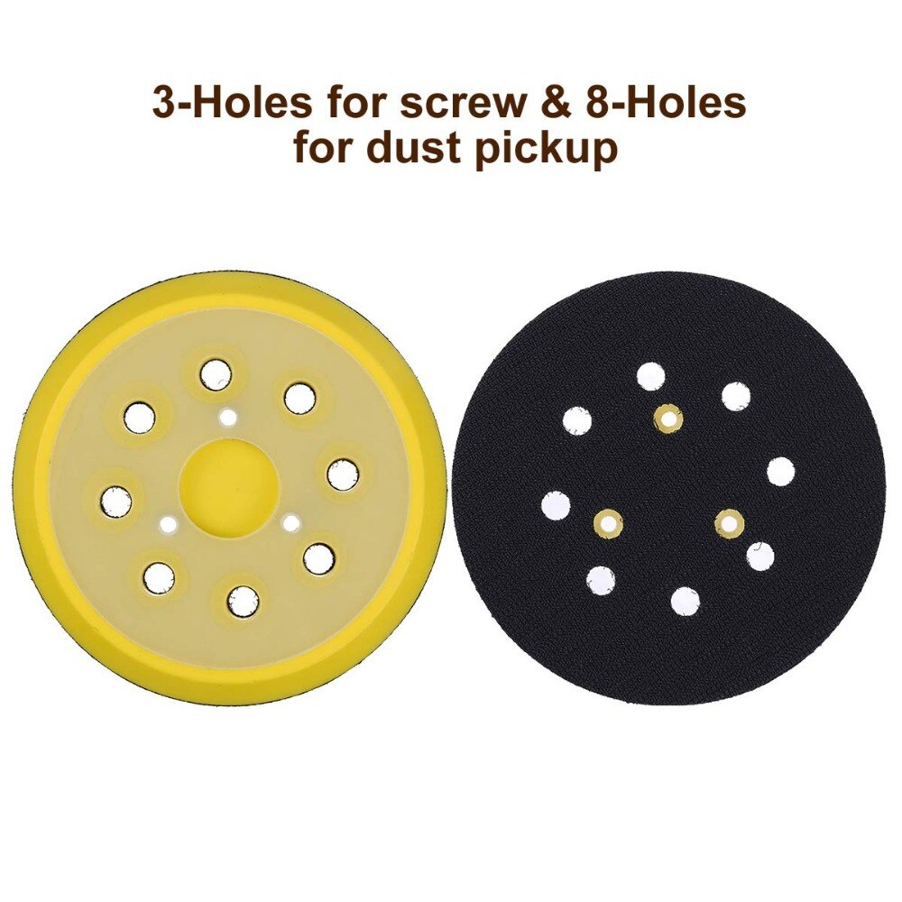 50 Pcs 5 Inch 8 Hole Sandpaper Sanding Disc Hook and Loop With 1 Pcs Random Orbit Sander Sanding Pad Abrasive Backing Pad