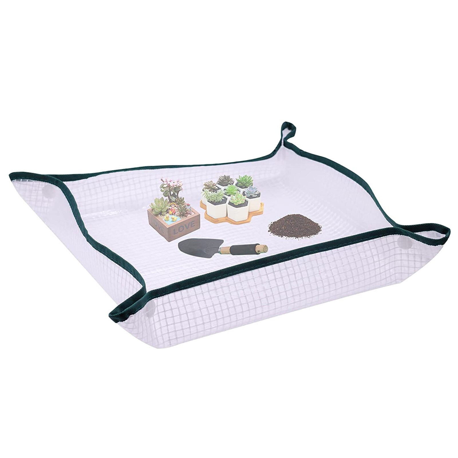 Mini tela de malla transparente impermeable, para escritorio, jardinería, suculenta, alfombrilla impermeable para flores, almohadilla para macetas