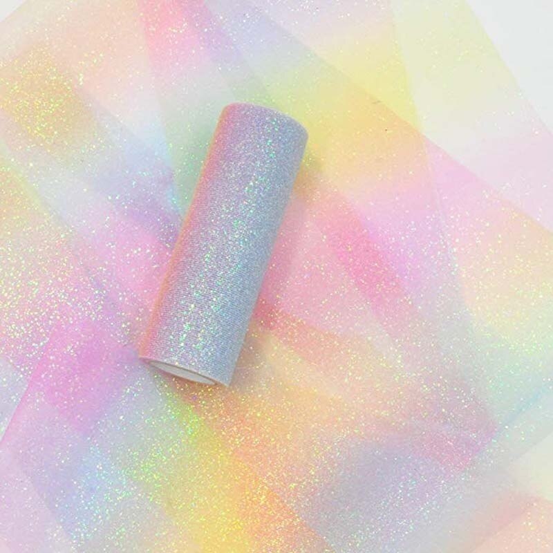 Regenboog Glitter Tulle Rolls voor Tafelloper Stoel Sash Bow Rok Wedding Party Lint verjaardag decoratie