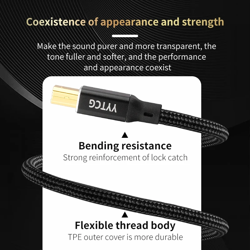 YYTCG Cable USB de alta fidelidad DAC A-B C-B C-C Audio Digital AB OCC Chapado en plata tipo A a tipo B Cable tipo Usb Hifi