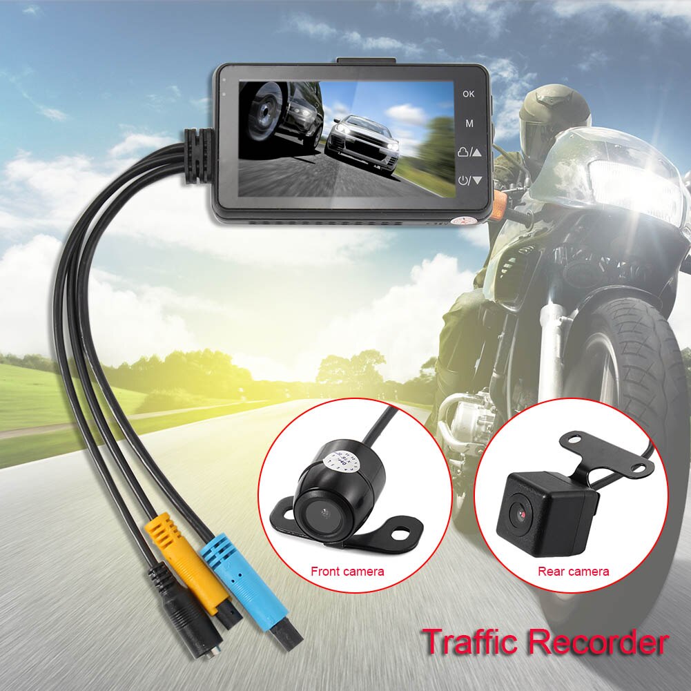 Motorfietscamera recorder dvr waterdichte lens dashcam 3 inch 140 graden kijkhoek  m8617