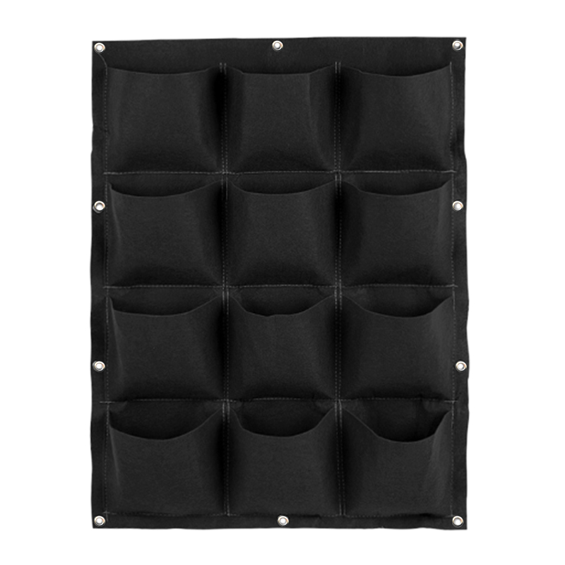 Fioriera verticale da giardino Multi tasca per montaggio a parete borsa per coltivazione vivente feltro per interni/esterni, 12 tasche, nero: Default Title
