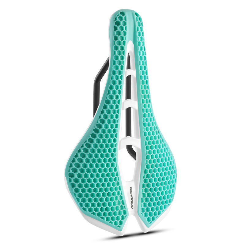 Fiets 3D-zadel Honingraat schokabsorberende zitting Hol ademend kussen Comfortabele racefietsuitrusting: groen