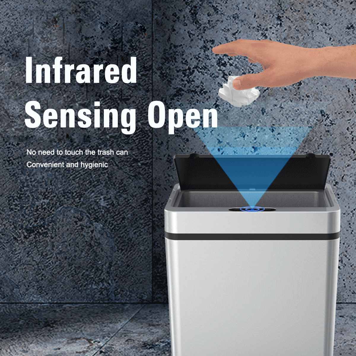 13L Automatic Sensor Dustbin Infrared&Vibration Sensor Trash Can Induction Waste Bin Rubbish Can Home Living Room Garbage Bucket