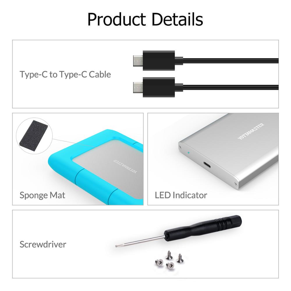 SSD Externe Portable Yottamaster 512Go - Vitesse 980 Mo/s USB-C Gen2 - Compatible Mac, PC, PS4, Xbox - Taille Paume