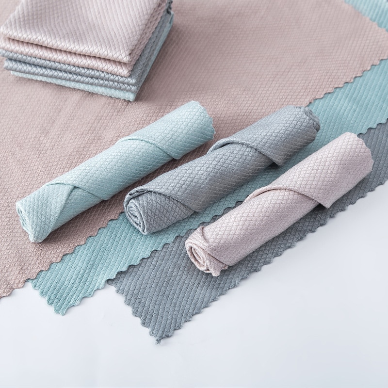 Chiffon spécial en écailles de poisson 30x40cm, pour le nettoyage du verre, pas de Traces, élimination de l'huile de cuisine, Non marquant, absorbant, serviette en peluche, 3 paquets