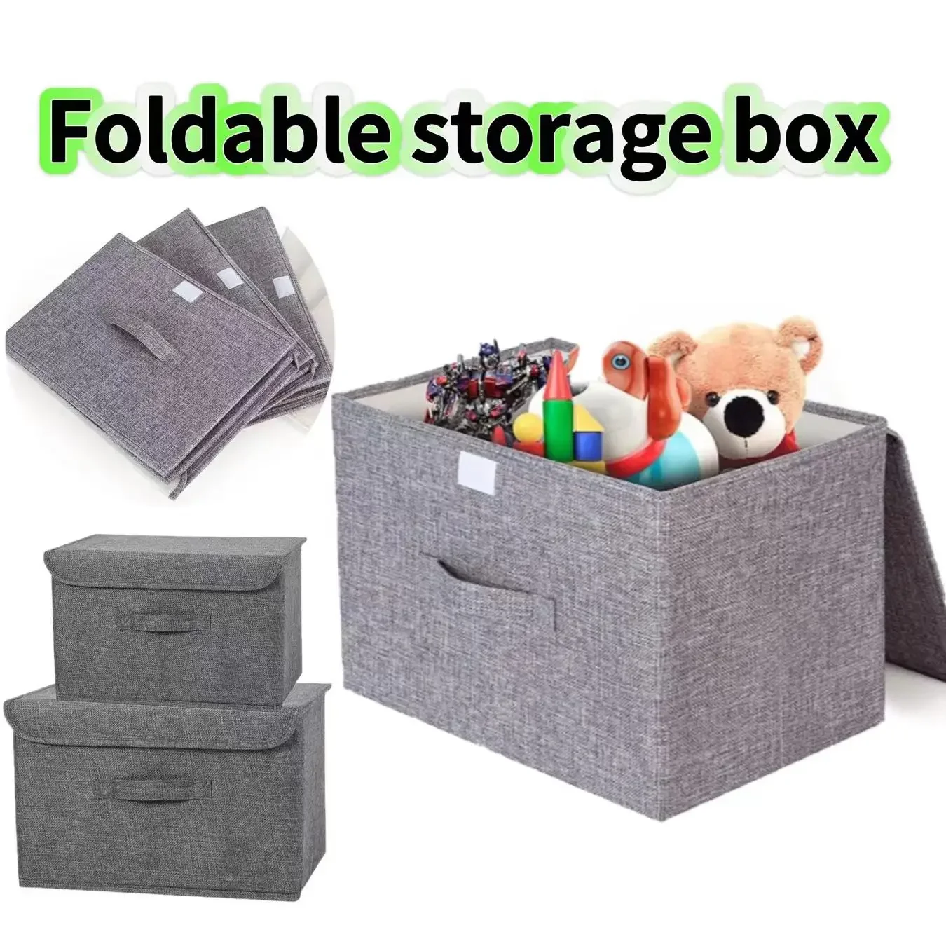 Portable Storage Basket with Lid Folding Storage Box Container Bins Household Home Supplies Non-woven Fabric Storage Organizer