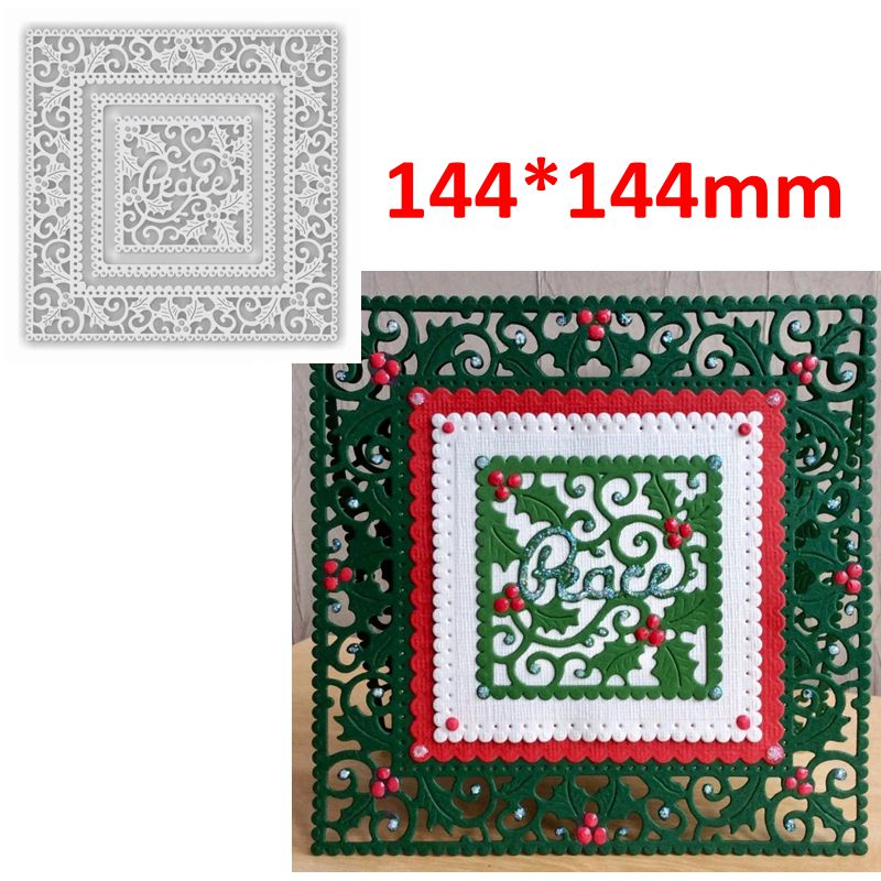 Happy Christmas Words Lace Music Note Corner Frame Stairs Window Flowers Angel Snowman Ornament Die Cut DIY Craft: 5