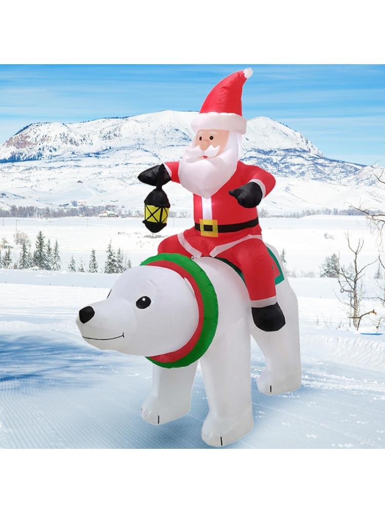 Inflatable LED Lights Christmas Santa Claus Riding Bear Decoration Outdoor Props