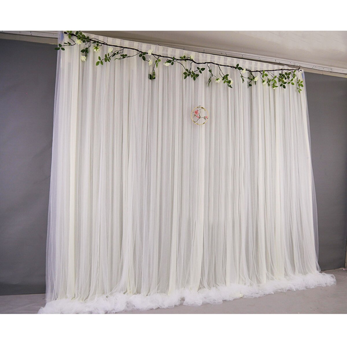 Fondos de seda de hielo para de boda, cortina de gasa de 2X2M, Fondo de decoración, tela blanca, mosquitera de gasa, foto de boda, paneles de cabina