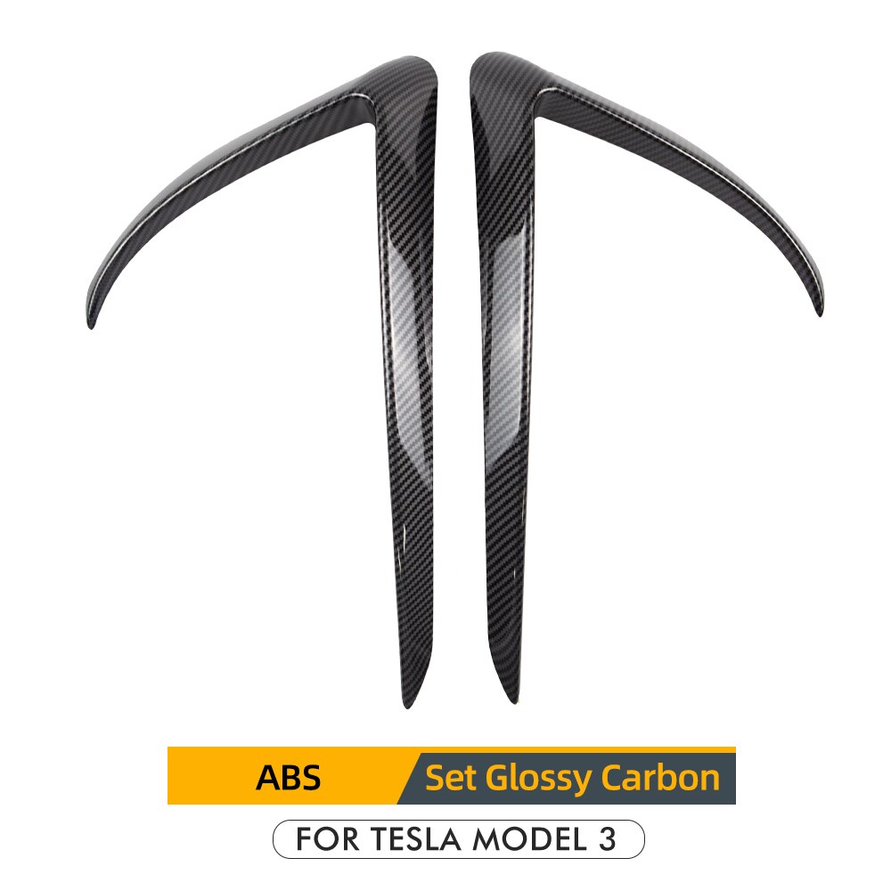 Front Blade Trim Voor Tesla Model 3 Abs Koolstofvezel Auto Styling Decor Modificatie Mistlicht Spoiler Light Blade -2022: Glossy Carbon