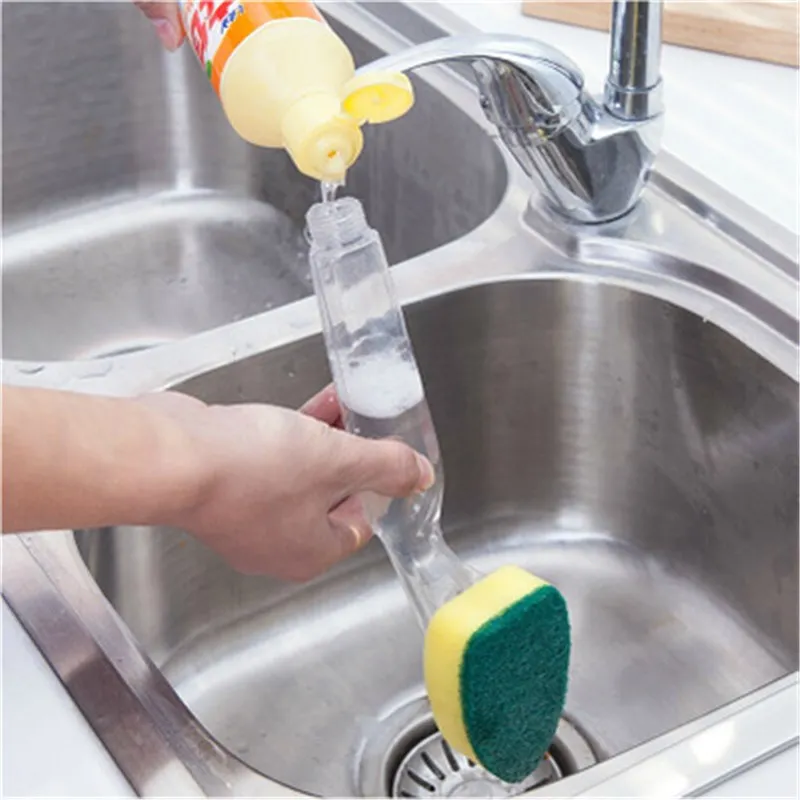 Afwassen Gereedschap Zeep Dispenser Handvat Navulbare Kommen Pannen Schoonmaken Sponsborstel Voor Keuken Schoon Gereedschap
