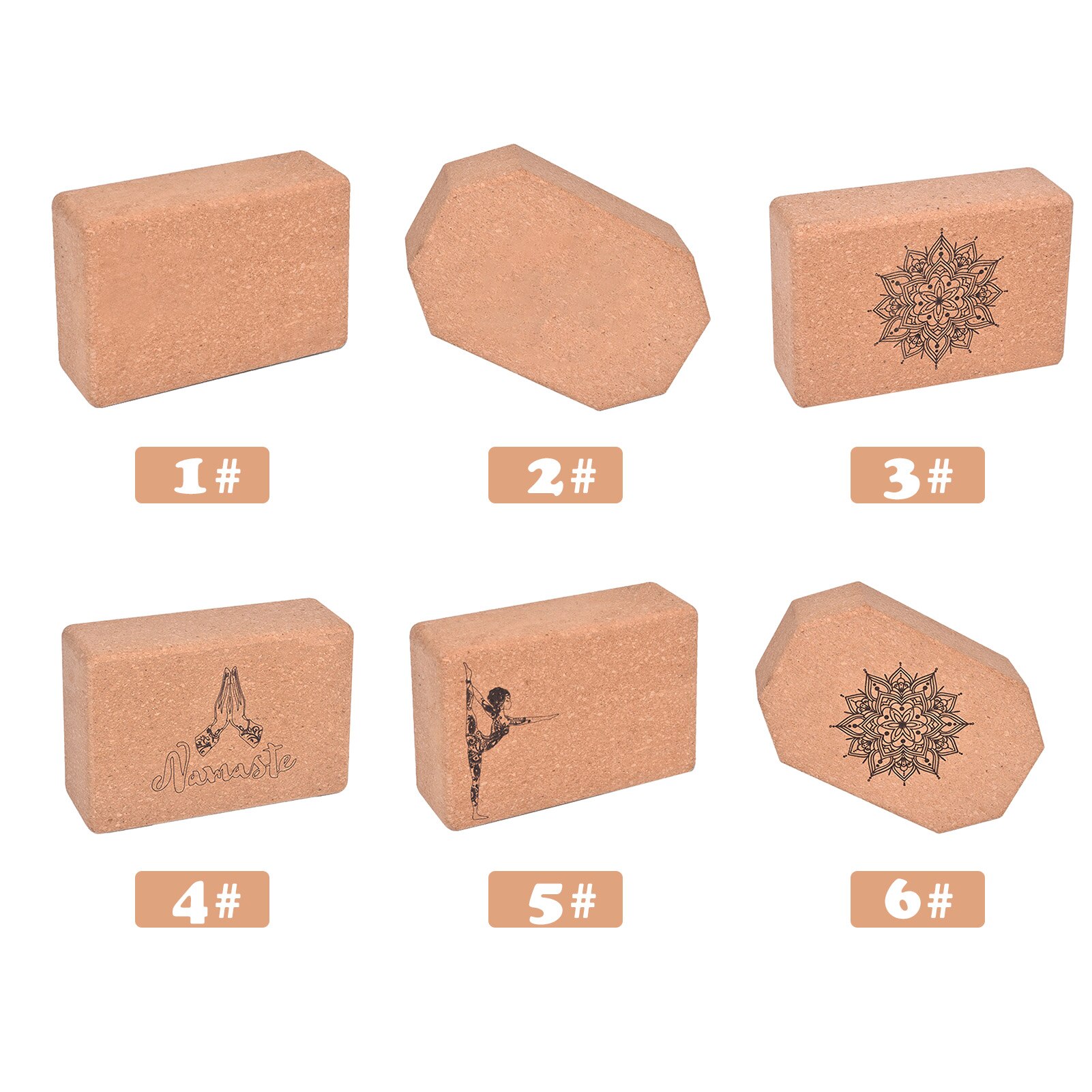 Yoga Blocks Cork Brick Non-Slip High Density Wood Improve Strength Enhance Stability Balance for Yoga Pilates Fitness Home Gym