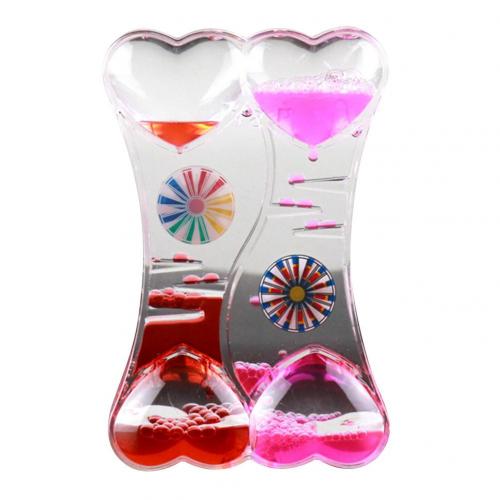 Bulle de sport Double cœur liquide, minuterie en sablier, jouet pour enfants, nouveauté 80%, ,: Red Pink