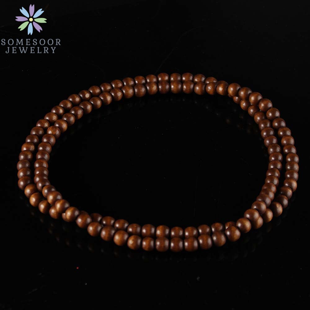 SOMESOOR-collar de cadena con cuentas redondas para hombre y mujer, cadena colorida de 45cm de longitud, accesorios colgantes hechos a mano, joyería: Brown