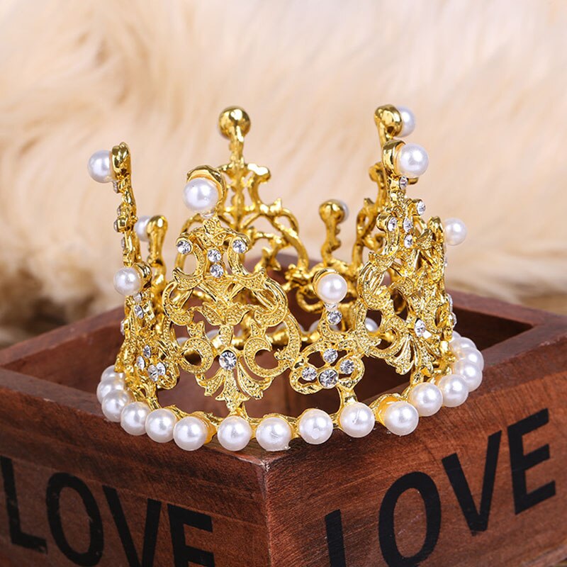Mini Tiara encantadora, corona para pastel, Color dorado plateado, coronas de aleación, Princesa, suministros y decoraciones para fiestas,