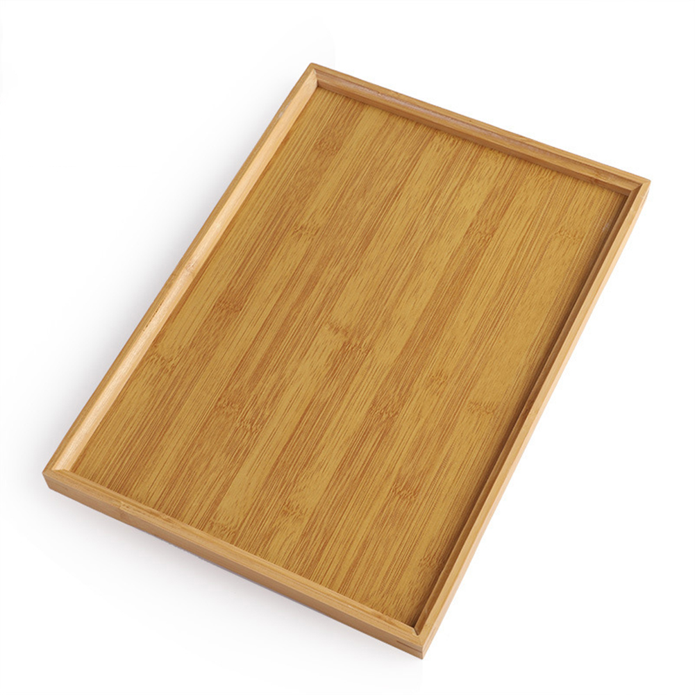Bandeja para servir Rectangular de madera de bambú, bandejas para tazas de té, vajilla, bandeja de comida, bandeja de almacenamiento para cocina, , barra de té: ciruela