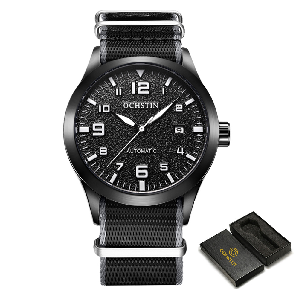 OCHSTIN Mann Mechanische Pilot Armbanduhren Luxus Selbst Wind Leder Mechaniker Männliche Uhr Auto Datum Relogio Masculino für Männer: WHITE