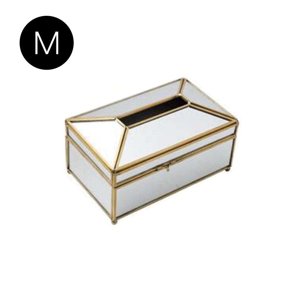 European Gold Glass Luxury Tissue Box Home Living Room Makeup Tissue Storage Box With Mirror Cover Napkin Holder Box: C
