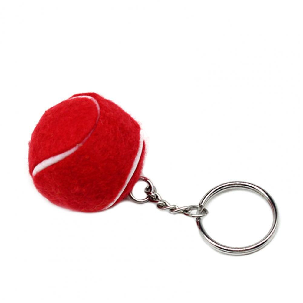 Keychain Key Ring Mini Lovely Soft Flocking Sport Ball Tennis for Kids: Red