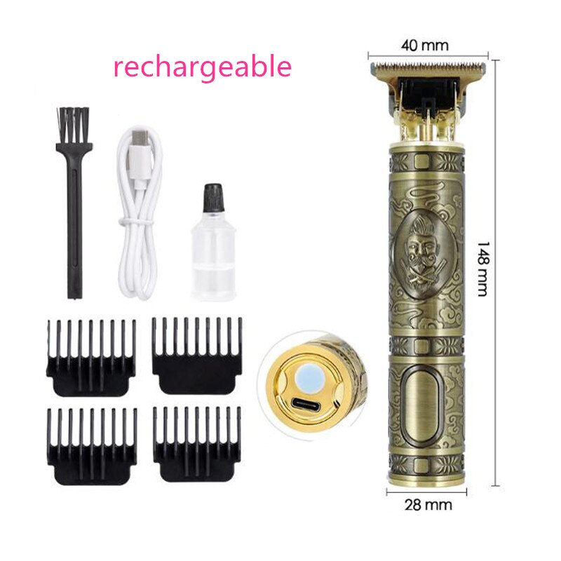 surker hair clipper metal body rechargeable hair clipper oilhead clipper hair carving clipper white haircut machine: Gray