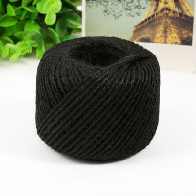 30M/Roll Natural Burlap Hessian Jute Twine Cord Hemp Rope Party Valentine Wrapping Cords Thread DIY Packaging Supplies: black