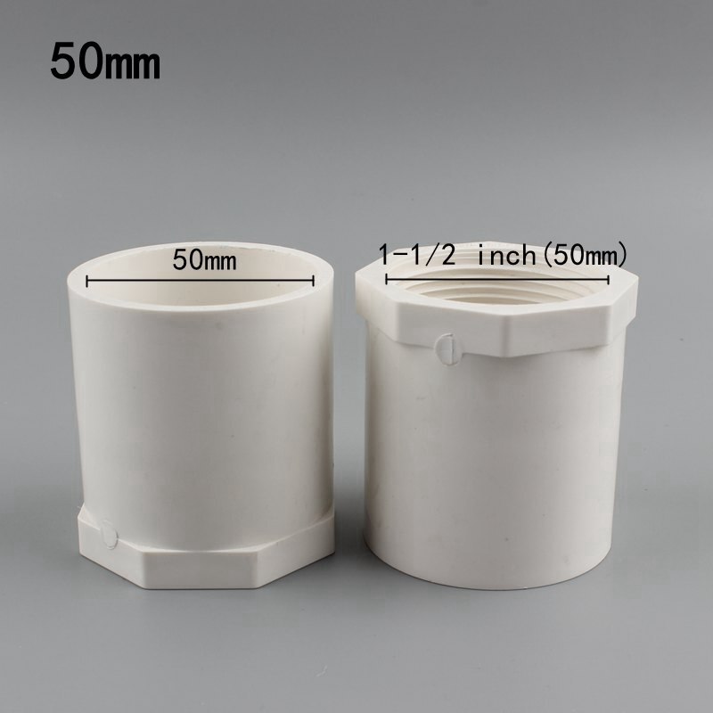 ID 20/25/32/40/50Mm Female Thread Straight Connector PVC Pipe Adapter Fish Tank Fittings Garden Irrigation Accessories