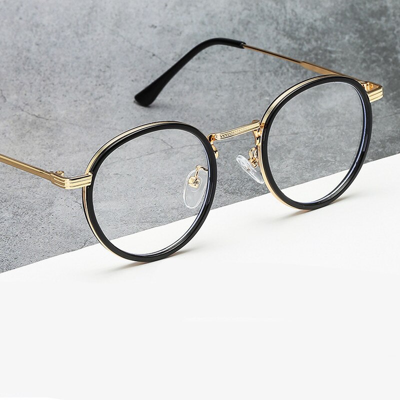 Retro Round Glasses Frame Women Eyeglasses Computer Myopia Optical Anti-blue light Spectacle Frame Female
