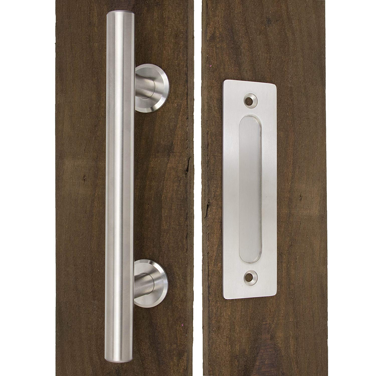 Stort skydelåger dørhåndtag 12 ”begge håndtag til udvendig dør & flush pull til indvendigt moderne stald dør hardware håndtag