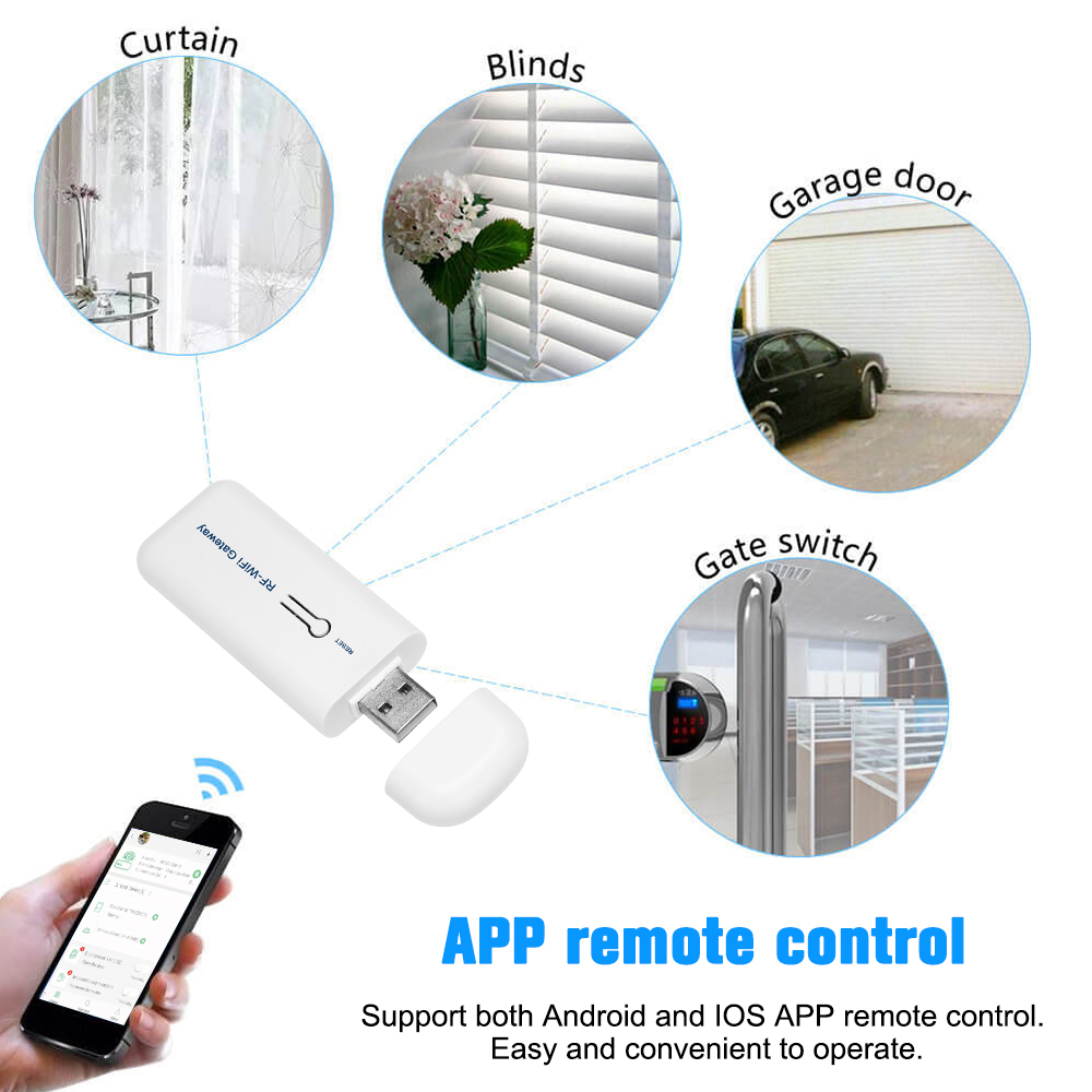 Wireless RF-WiFi Gateway Alarm System with 433MHz Remote Controller Door Sensor PIR Motion Sensor Smoke Detector Remote Control