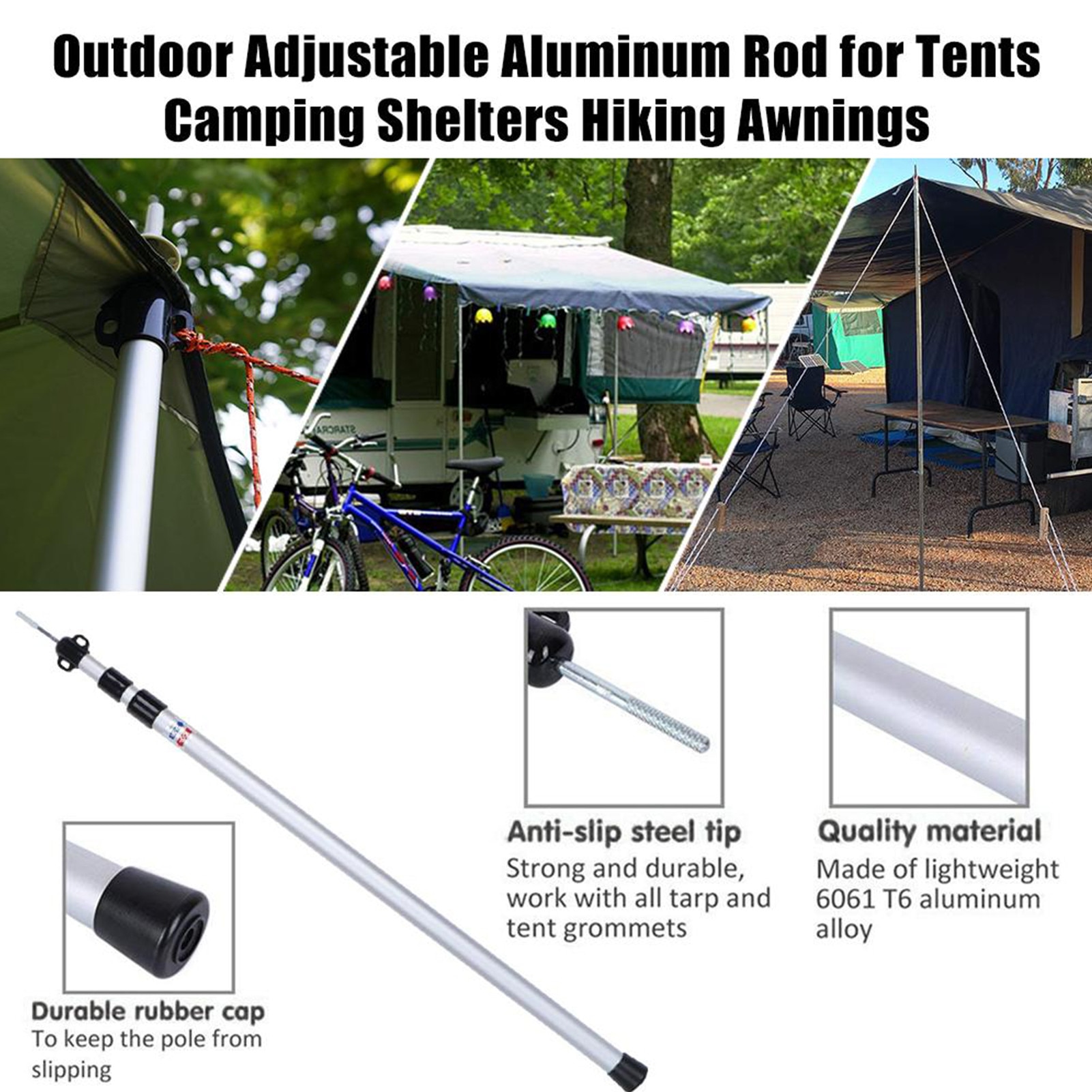 2pcs Outdoor Camp Column Tent Canopy Pole 2.8m Aluminum Alloy Telescopic Aluminum Tube Adjustable And Bold Support Column