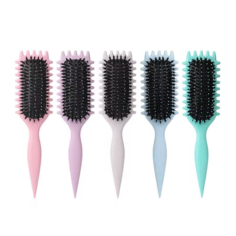 stijl krulkam Eco-vriendelijke mosterd tarwepaal varkenshaar Grote golf haarkam airbag haarkam