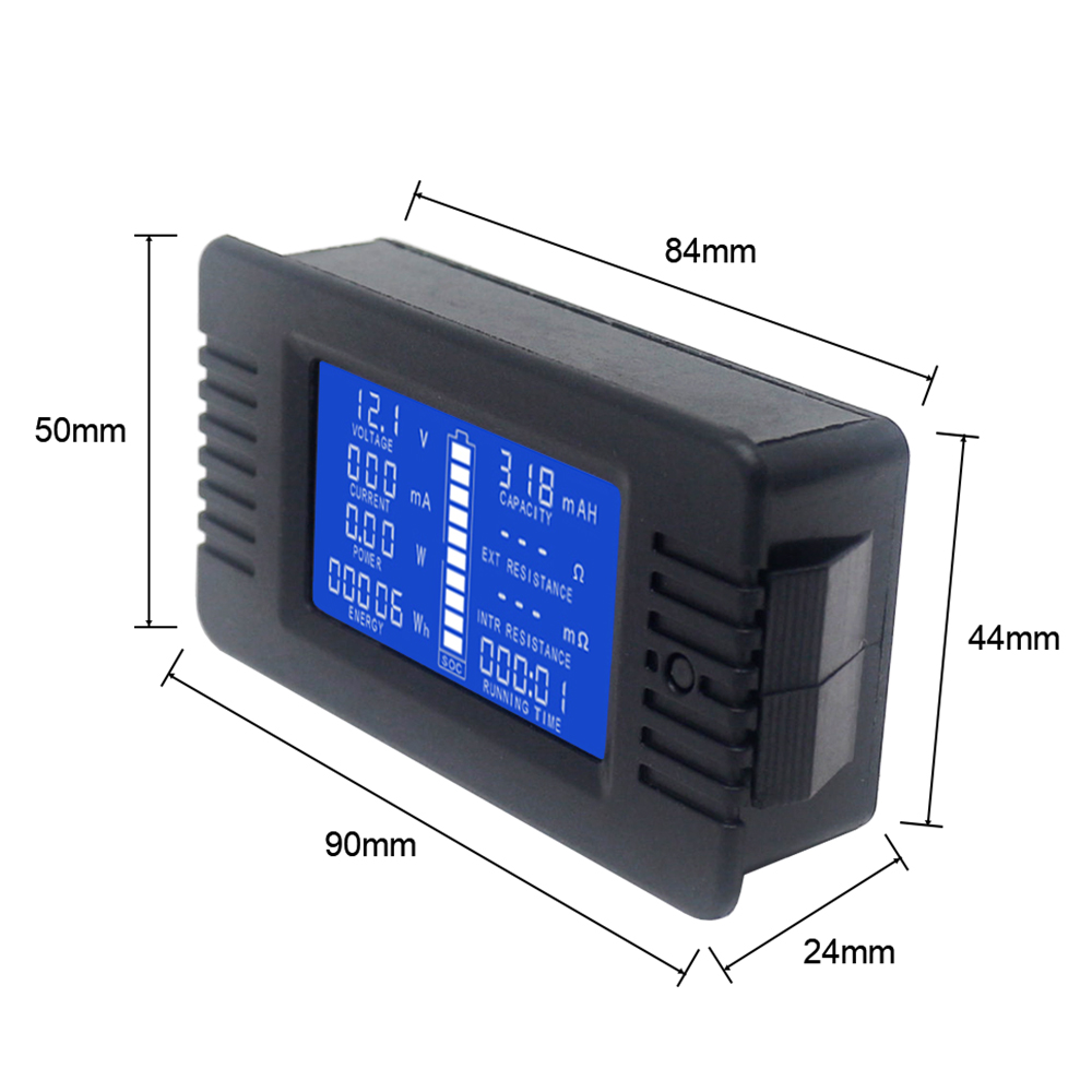 Car Battery Tester Power Digital Ammeter Voltmeter Energy Consumption SOC Running time Meter DC 0-200V 10A 50A 200A 300A