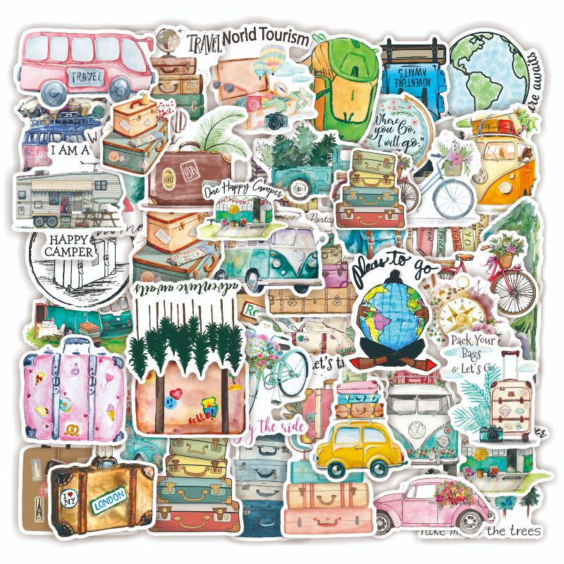 TD ZW 50Pcs Color Travel Stickers Waterproof Decal Laptop Motorcycle Luggage Snowboard Fridge Car Pegatinas