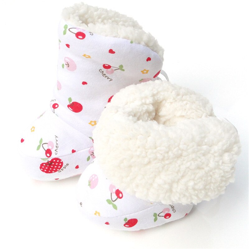 Winter Baby Schoenen Laarzen Pasgeboren Zuigelingen Warme Schoenen Voor Jongens Meisjes 0-12M Peuters Baby Zachte Pluche Crib snowboots: Cherry