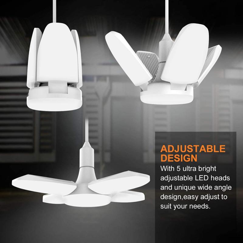 Luz LED para garaje E27 38W plegable luces de iluminación 3800LM bombilla Led garaje las luces de techo para el taller de garaje de la habitación