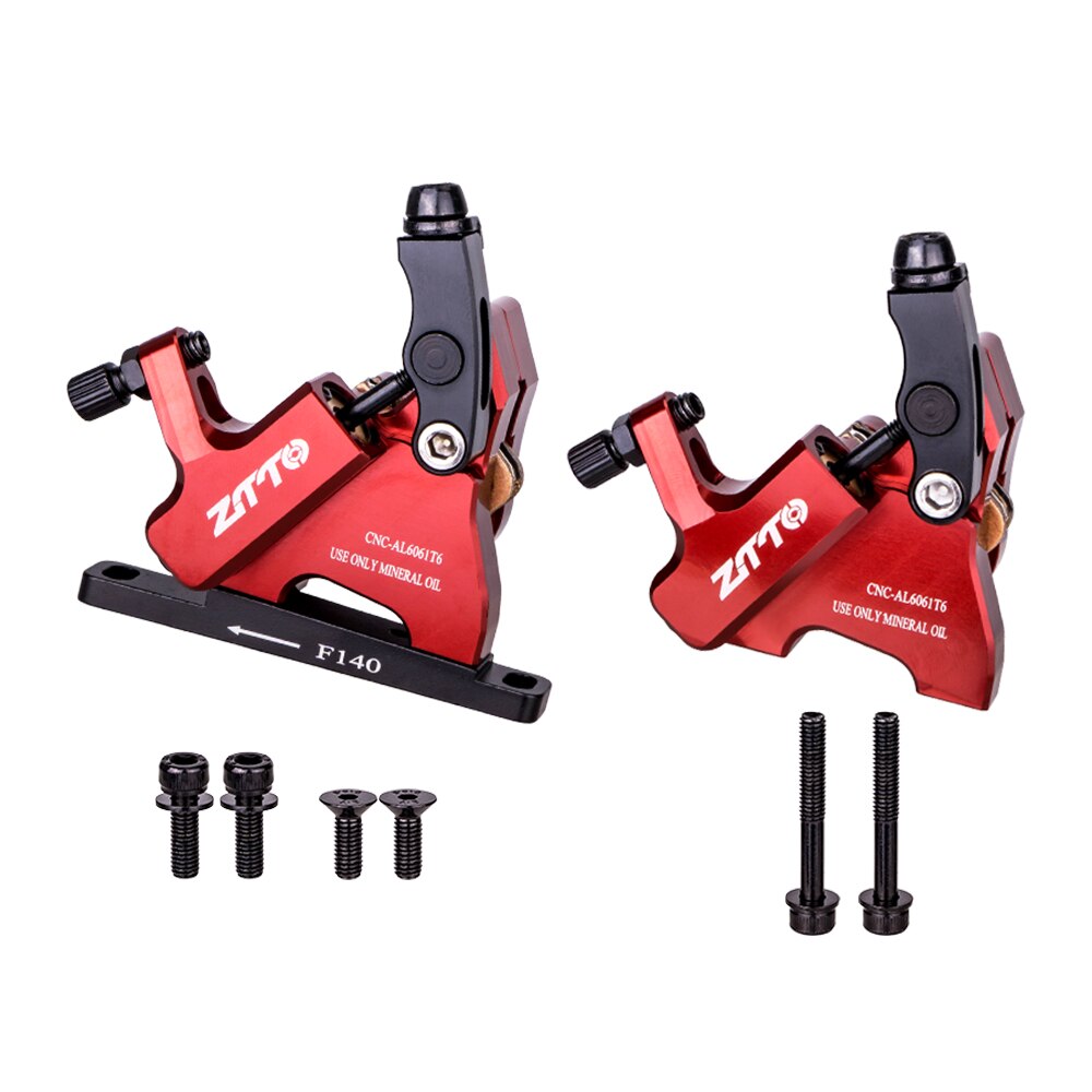 ZTTO Road Bike Disc Brake Hydraulic Flat Mount CX Rotor Brake Caliper CNC Disc Bicycle Mechanical Wire Pull Metal Pads 105: Red
