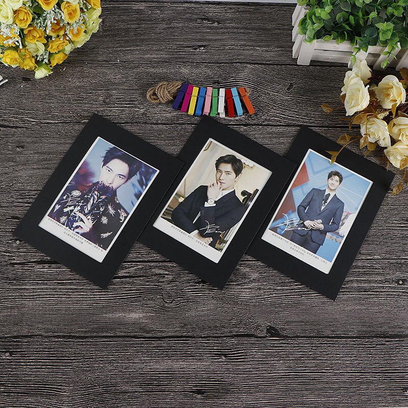 Cadre Photo avec Clips et corde 3/4/5/6/7 pouces | Cadre mural pour bannière, décoration pour Album Photo soi-même et mariage: Black / 7 Inch