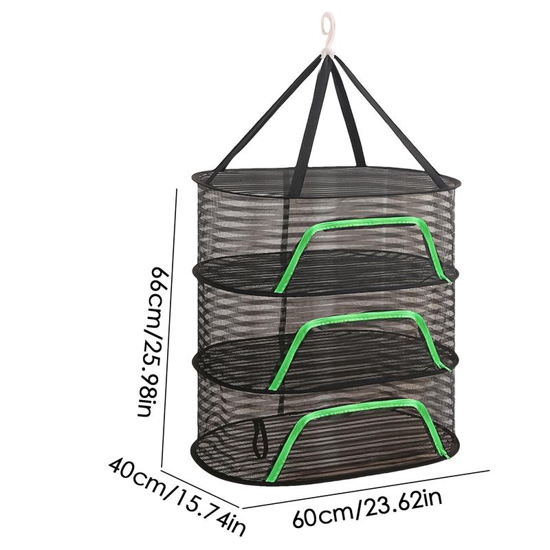 Sun Drying Rack For Food 3 Layers Foldable Dryer Rack With Zippers Large Portable Vegetable Drying Rack For Fruits Plants