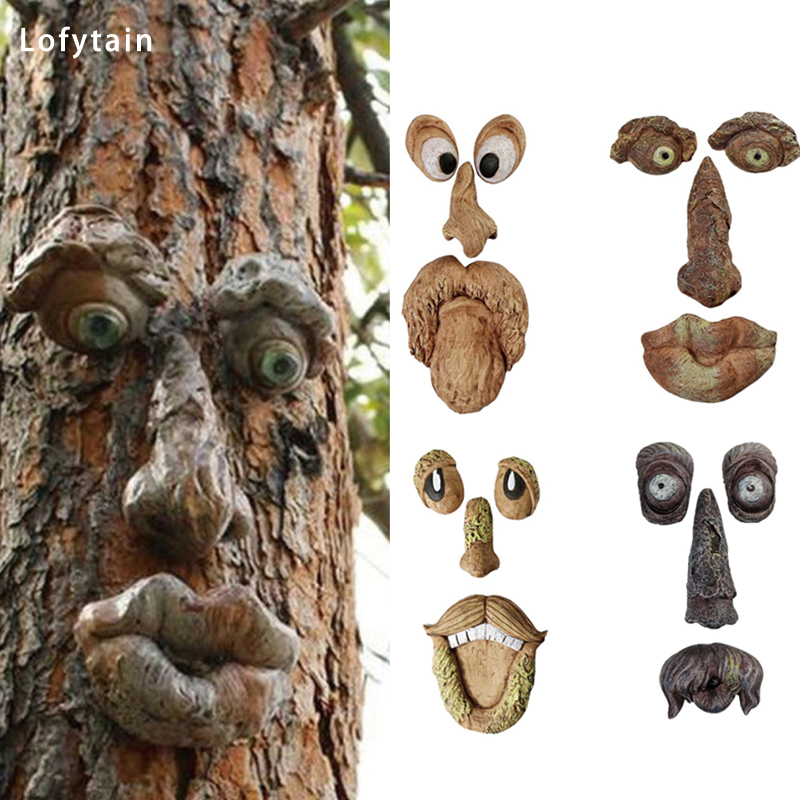 Lofytain DIY Funny Old Man Tree Face Hugger Garden Art Outdoor Tree Amusing Old Man Face Sculpture Whimsical Tree Face