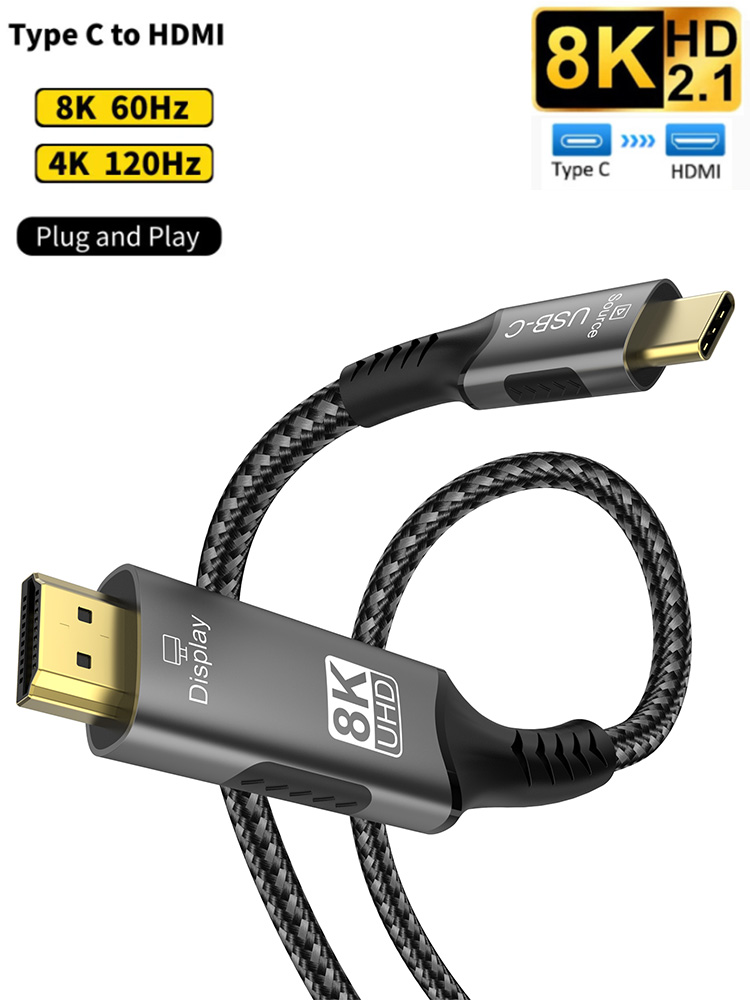 Adapter kabla 8K USB C na HDMI 2.1 Kabel 8K60Hz typu C na HDMI do Thunderbolt 3 kompatybilny z MacBook Pro IPad pro Laptop