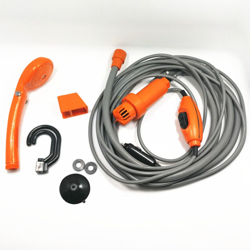 3 Kleuren 12V Elektrische Auto Plug Outdoor Camper Caravan Van Camping Reizen Douche Auto Caravan Wandelen Reizen Douche Pomp pijp Kit: Orange