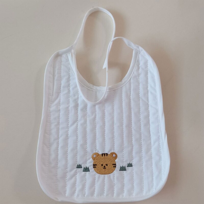 Serviette de salive pour -né, broderie d&#39;animaux de dessin animé, bavoir d&#39;alimentation pour bébé
