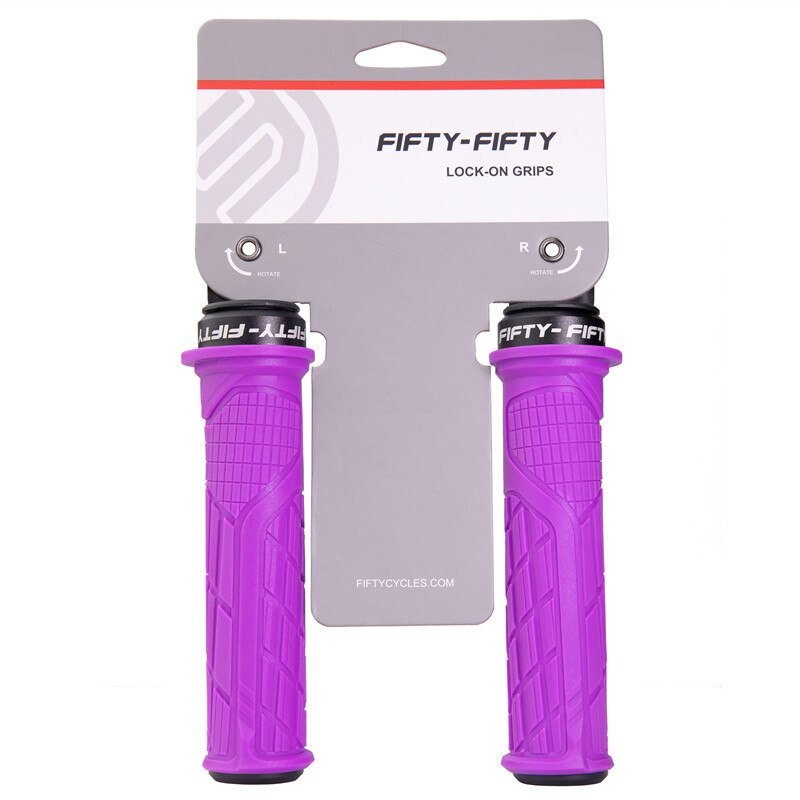 FIFTY-FIFTY MTB Bicycle Grips Custom Rubber Compound Single lock Handlebar Grips Shock-absorbing Soft Bike Grips: Purple 
