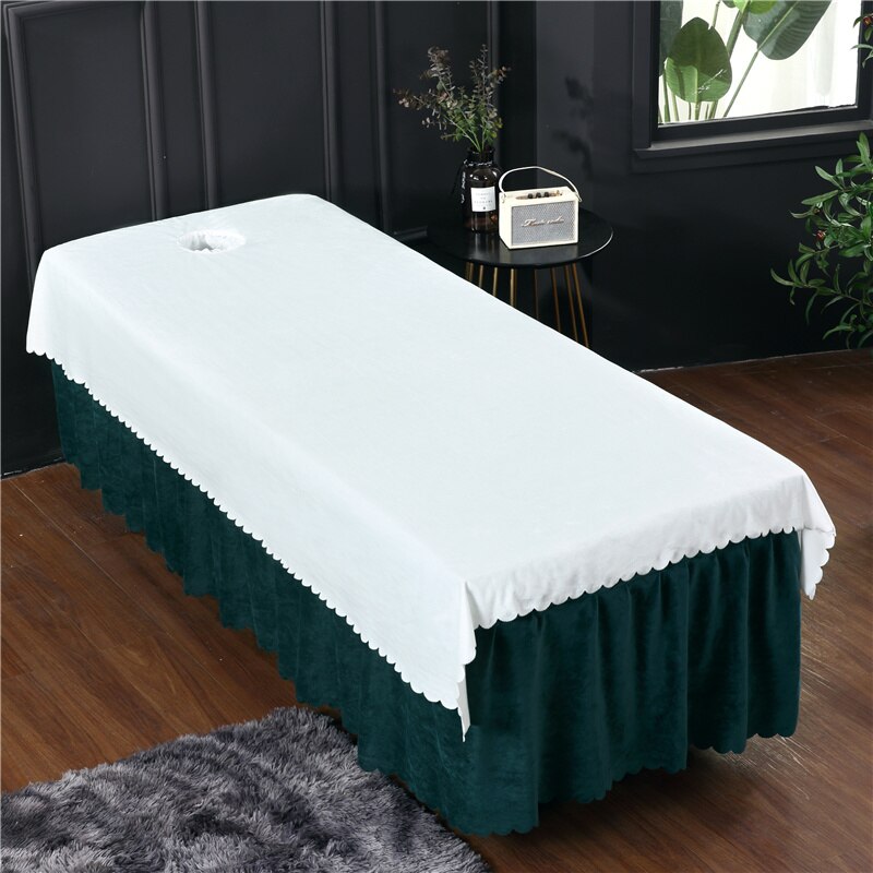 Skønhedssalon krystal fløjl ark spa massage sengetøj med hul dedikeret voksen flad lagen #/