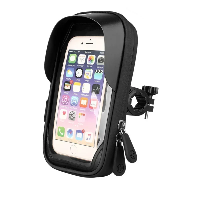 6.4 Inch Waterdichte Fiets Telefoon Houder Stand Motorfiets Stuur Mount Tas Gevallen Universele Bike Scooter Mobiele Telefoon Beugel: Black