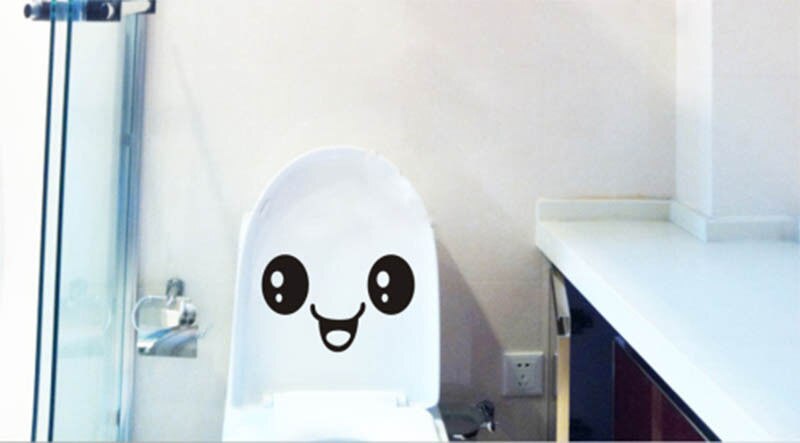 Cute Smile Face Toilet DIY Wall Sticker Home Furniture Bathroom Decals
